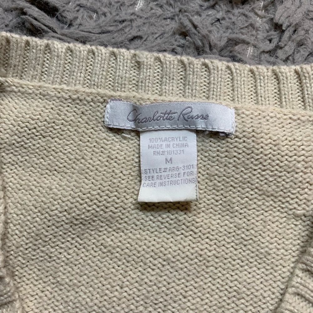 Vintage Y2K beige argyle heart Charlotte Russe fitted sweater vest sz M - Picture 3 of 9